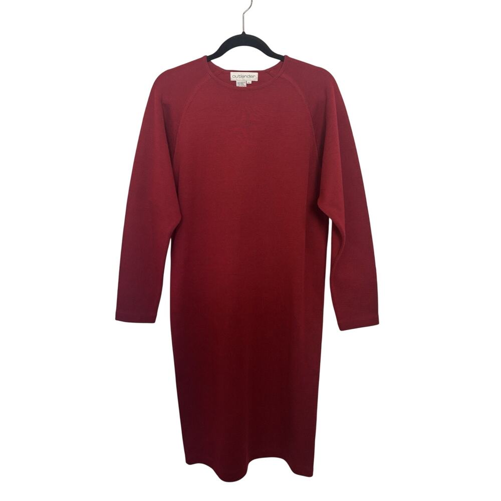 Vintage Outlander Red Wool Blend Sweater Dress L Holiday Party Minimalist